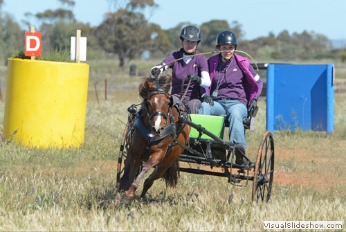Michelle Wheaton competing in Novice Big Pony marathon