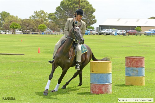 Catherine Agius riding �Ashborns Volare� during the Ridden time trial 5yo maturity class