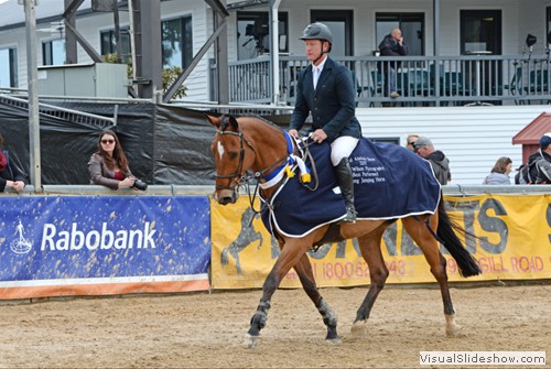 Best Young Showjumping Horse �Fontaine Blue VDL� exhibited by Clinton-Brent M. & Clinton N. & Brent P. and ridden by Paul Brent.